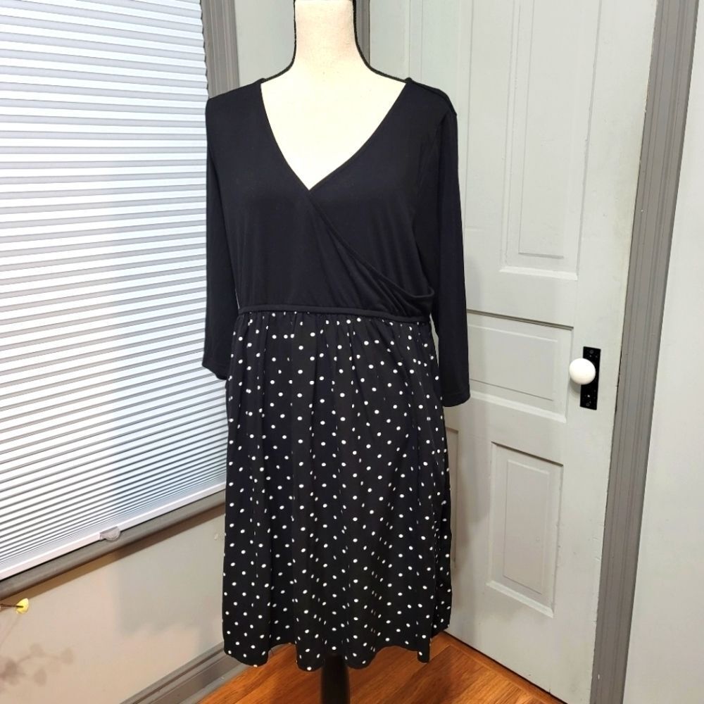 Torrid Mixed Knit Polka Dot Mini Dress With Pockets - Picture 1 of 5